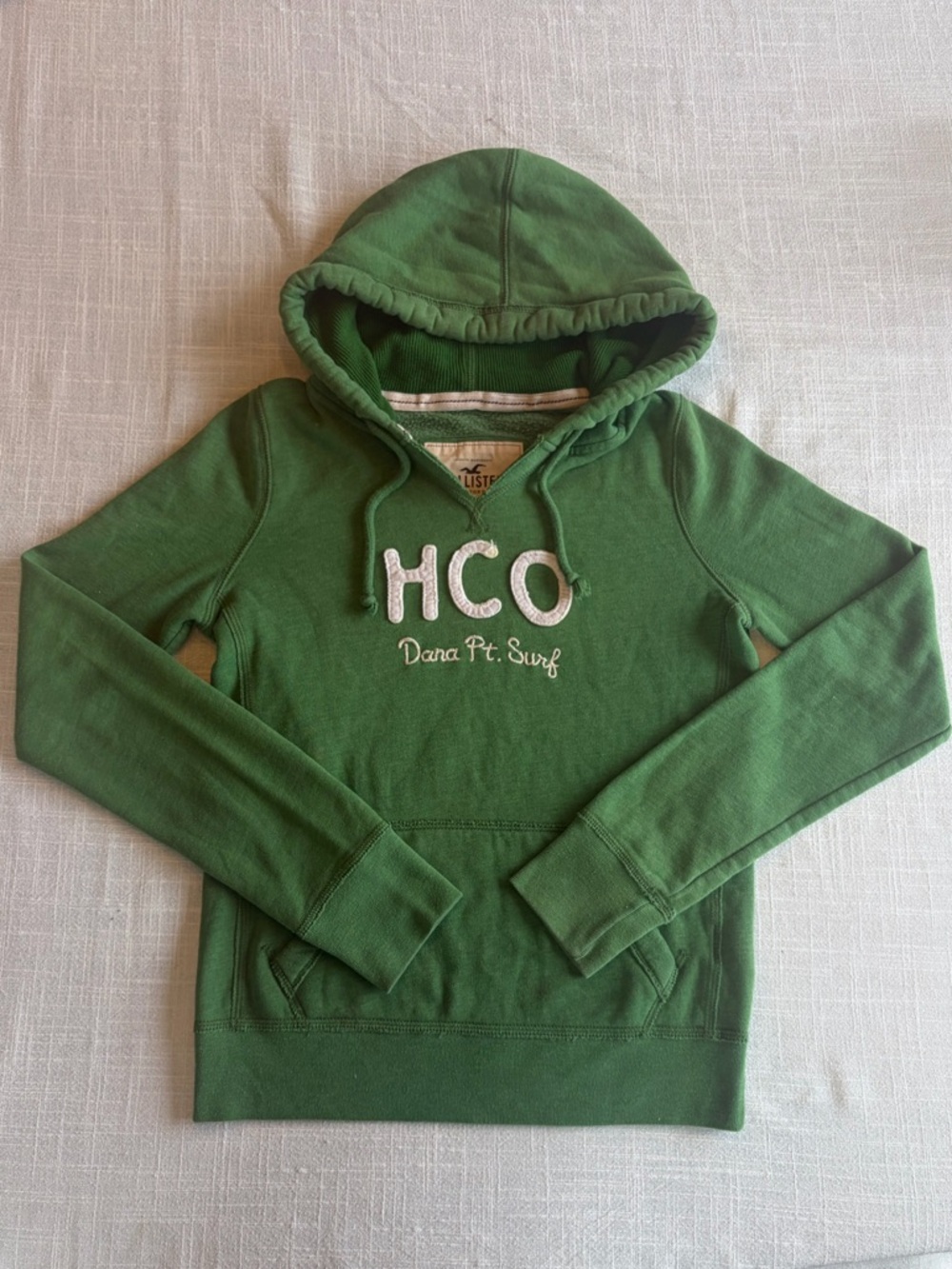 Hollister Green Hoodie Sweatshirt with Embroidered HCO